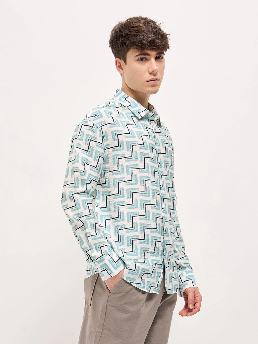 Men Multi-Color Geometric print Relax Fit Overshirt - Image 3