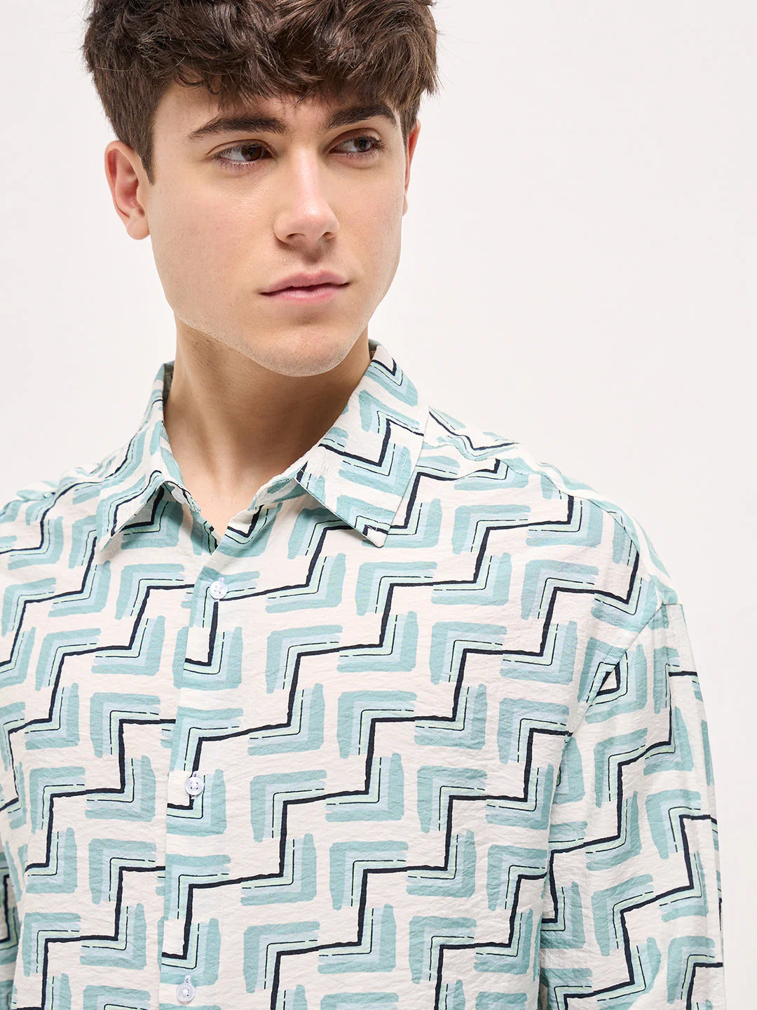 Men Multi-Color Geometric print Relax Fit Overshirt - Image 5