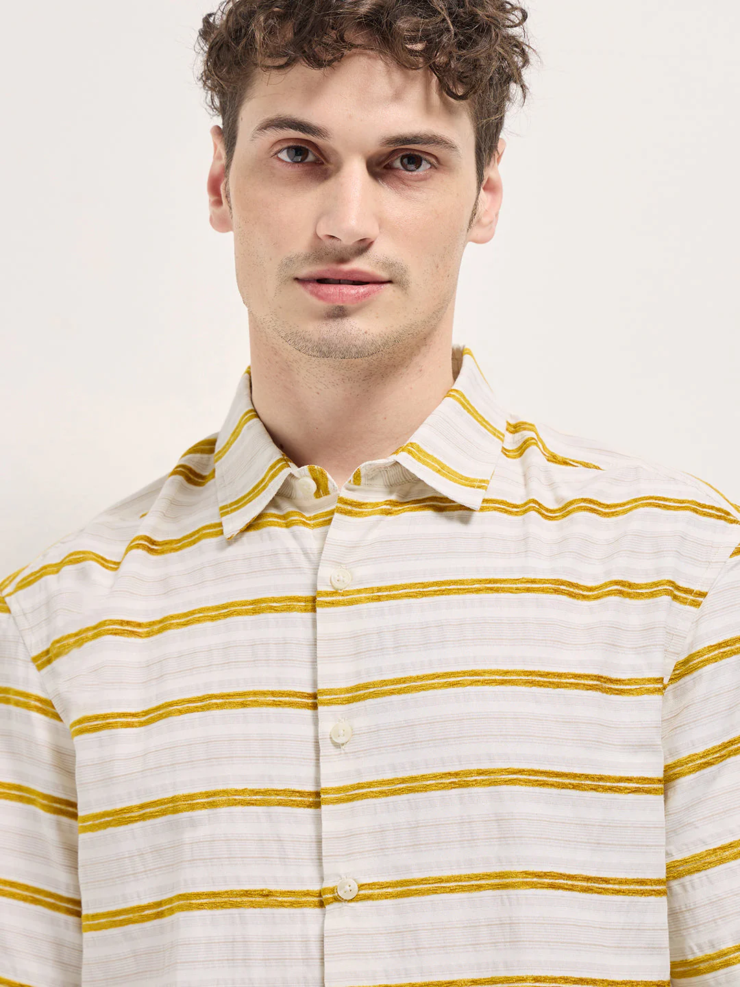 Men Multi-Color Horizontal Stripe Relax Fit Casual Shirt - Image 5