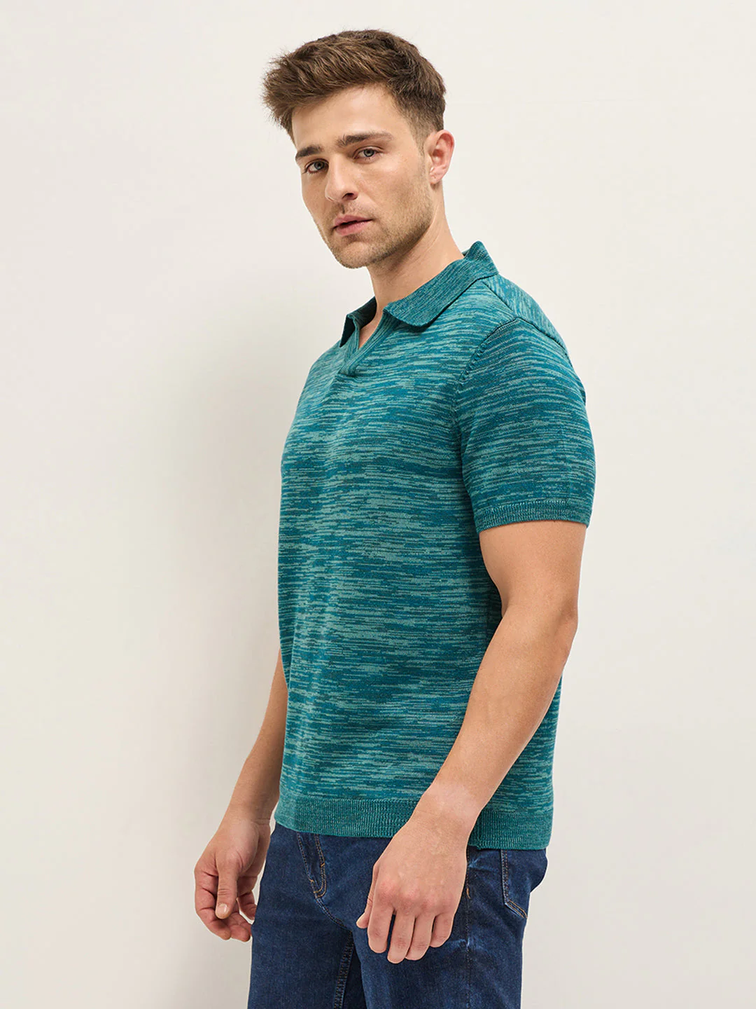 Men Multi-Color Marled texture Regular Fit Polo - Image 3