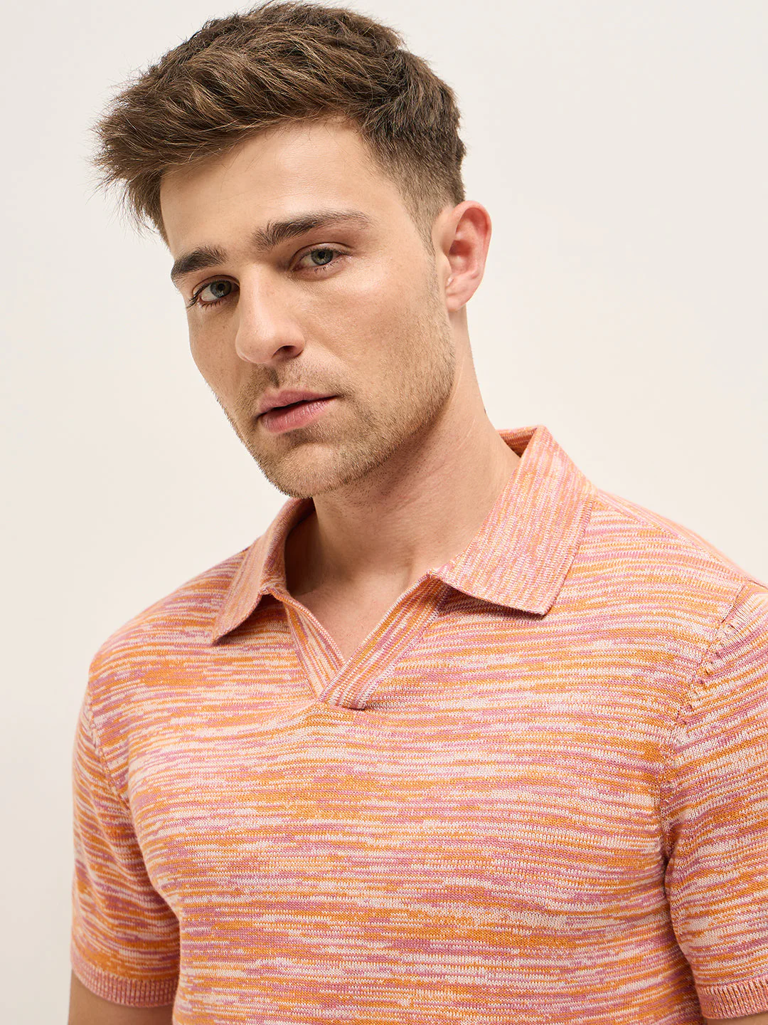 Men Multi-Color Marled texture Regular Fit Polo - Image 5
