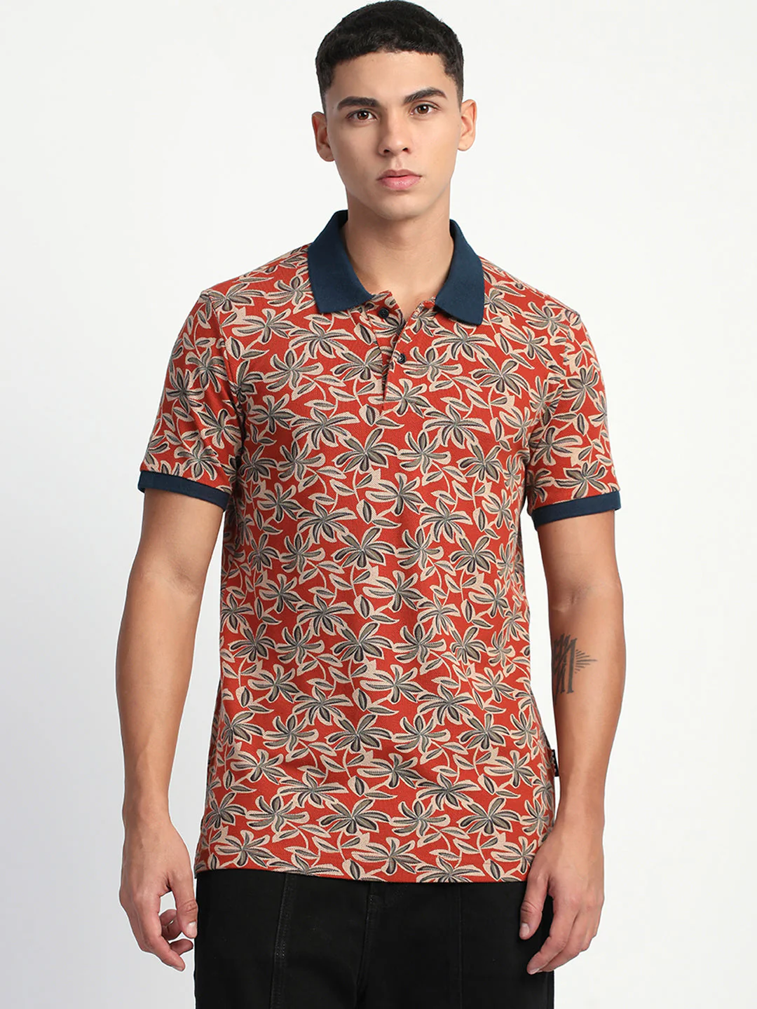Men Multi-Color Printed Slim Fit Polo T-Shirt - Image 2