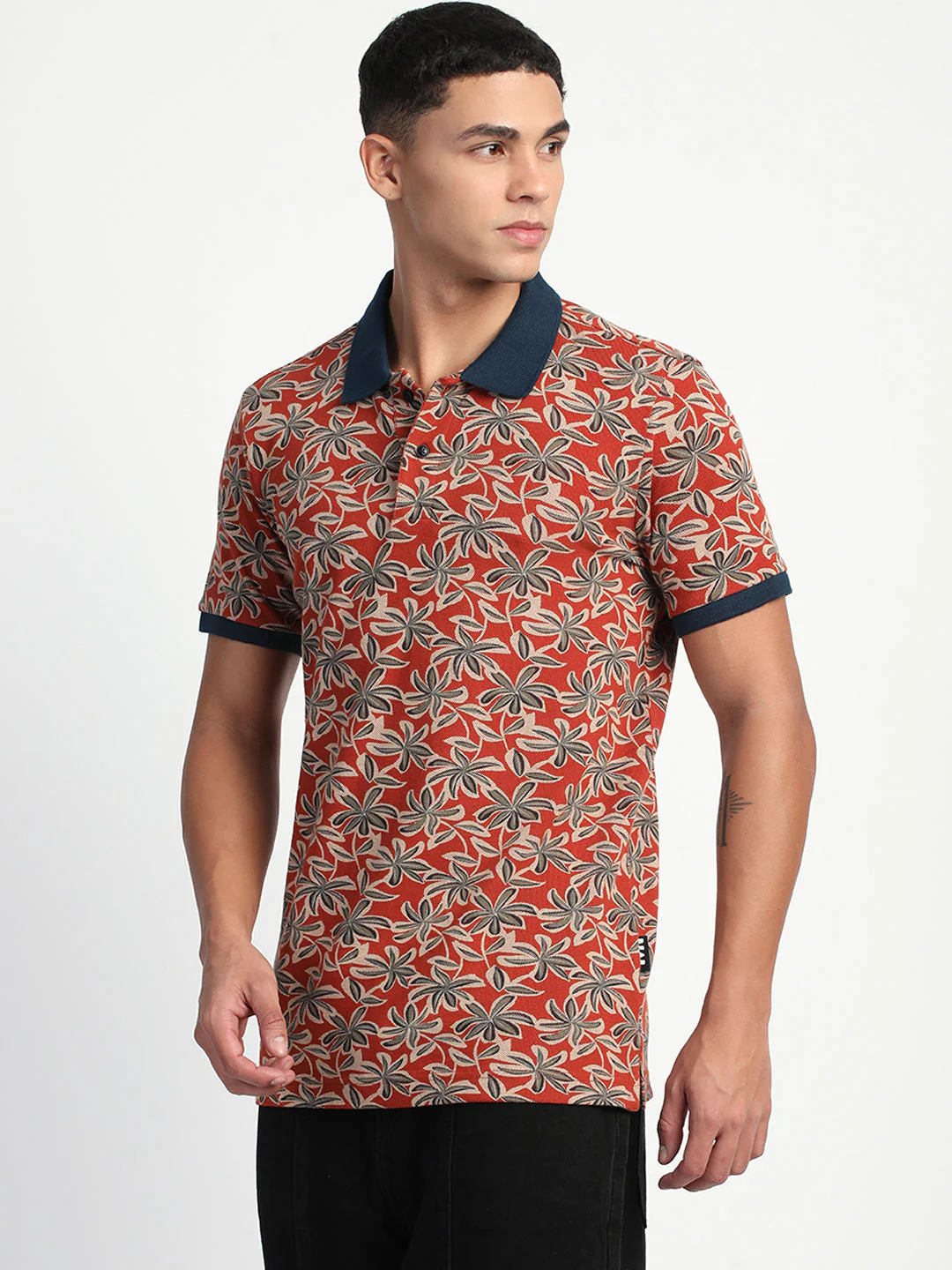 Men Multi-Color Printed Slim Fit Polo T-Shirt - Image 3