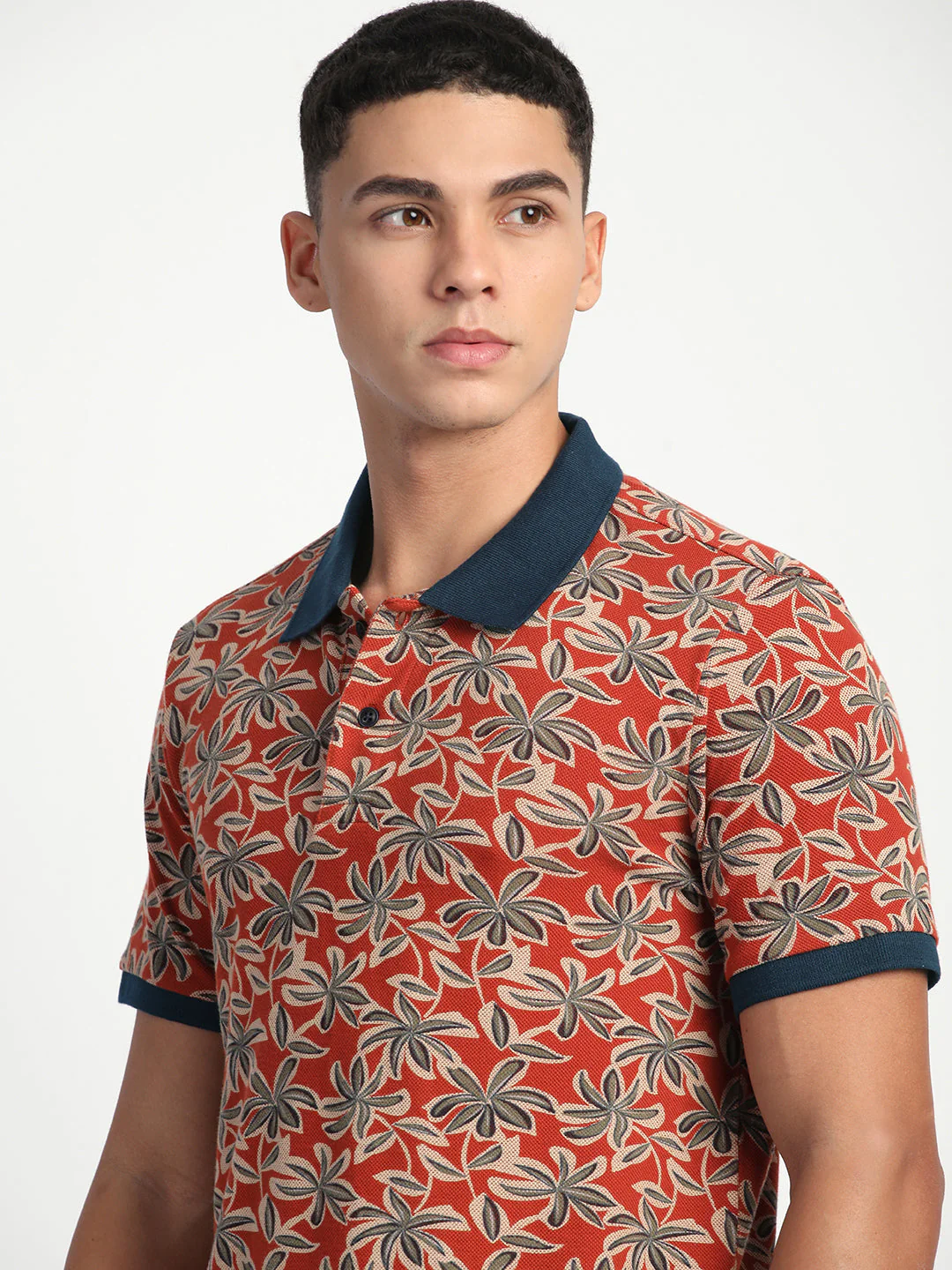 Men Multi-Color Printed Slim Fit Polo T-Shirt - Image 6