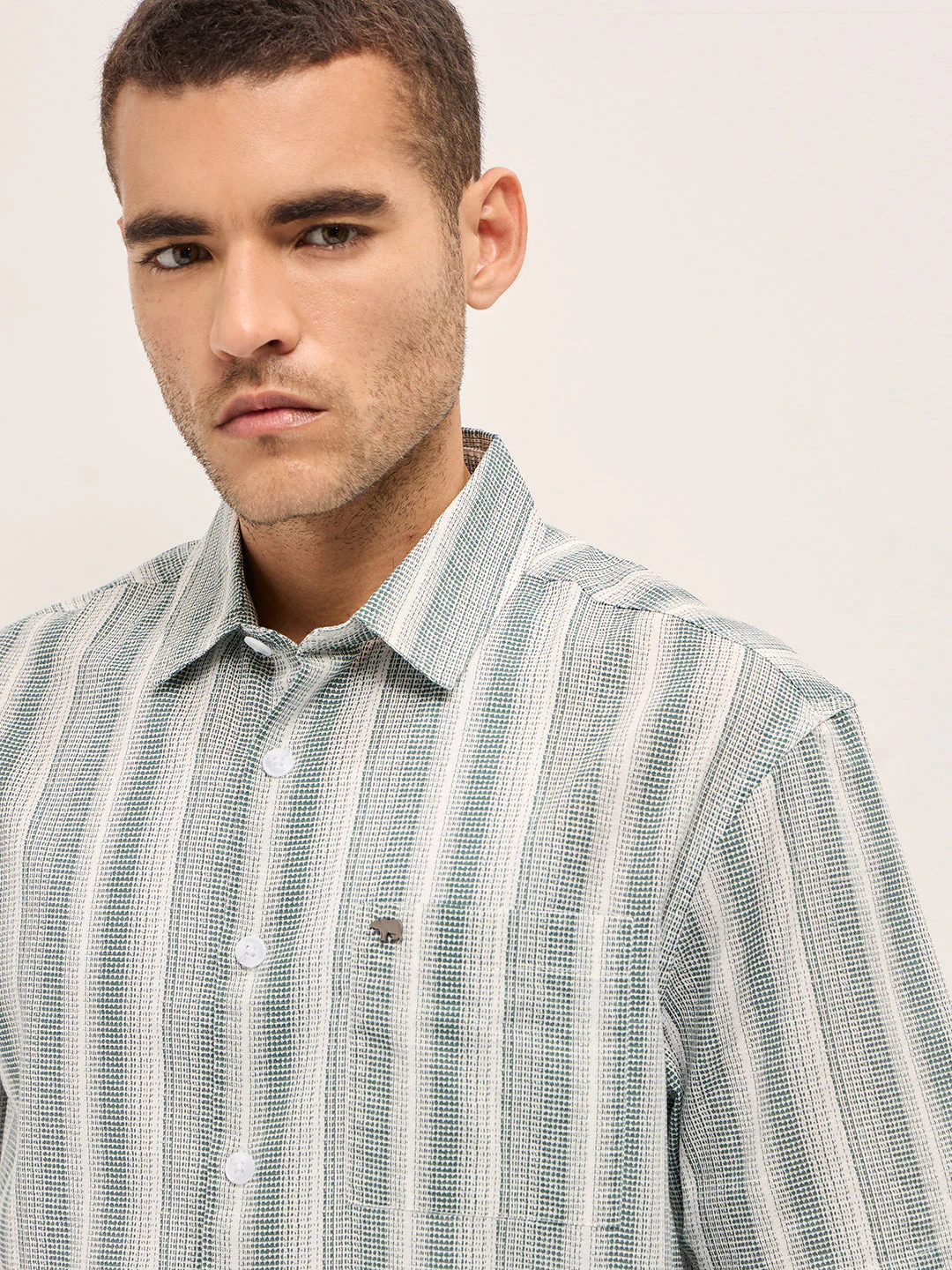 Men Multi-Color Printed Vertical Stripes Relax Fit Casual Shirt - Image 5