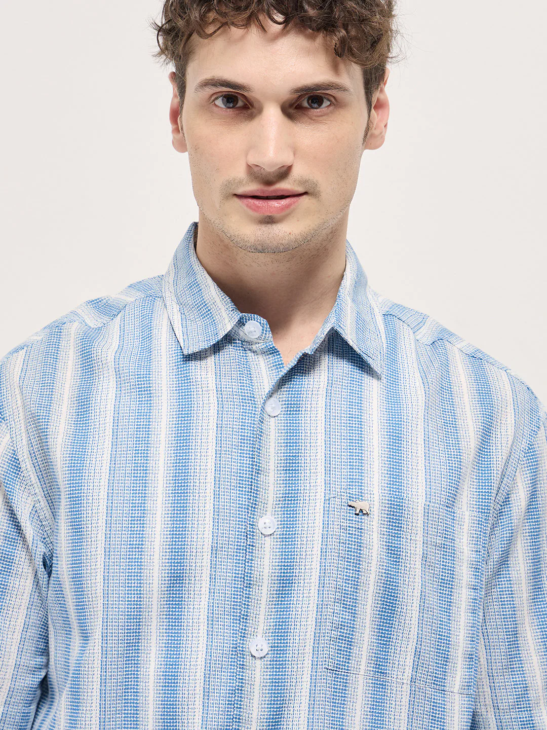Men Multi-Color Printed Vertical Stripes Relax Fit Casual Shirt - Image 5