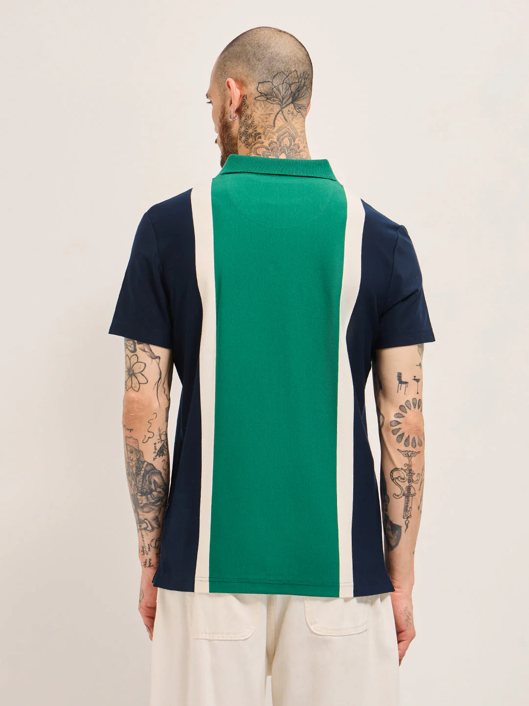 Men Multi-color Regular Fit Color-Blocked Polo - Image 2