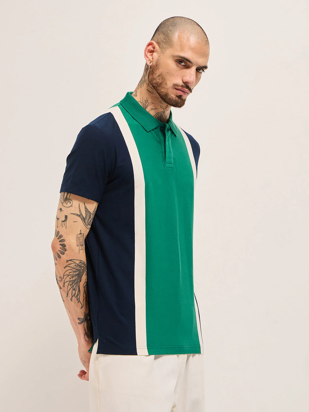 Men Multi-color Regular Fit Color-Blocked Polo - Image 3