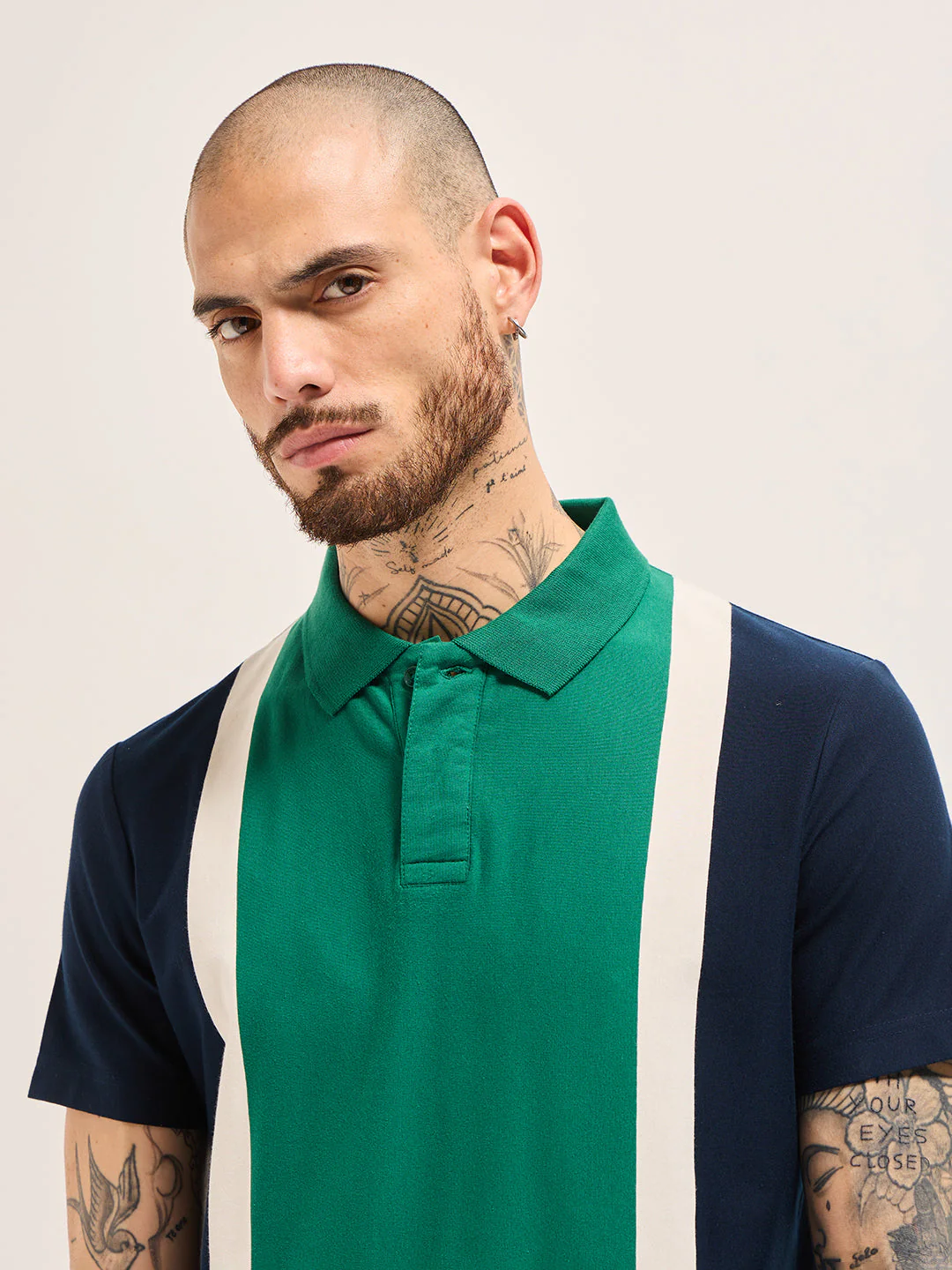 Men Multi-color Regular Fit Color-Blocked Polo - Image 5