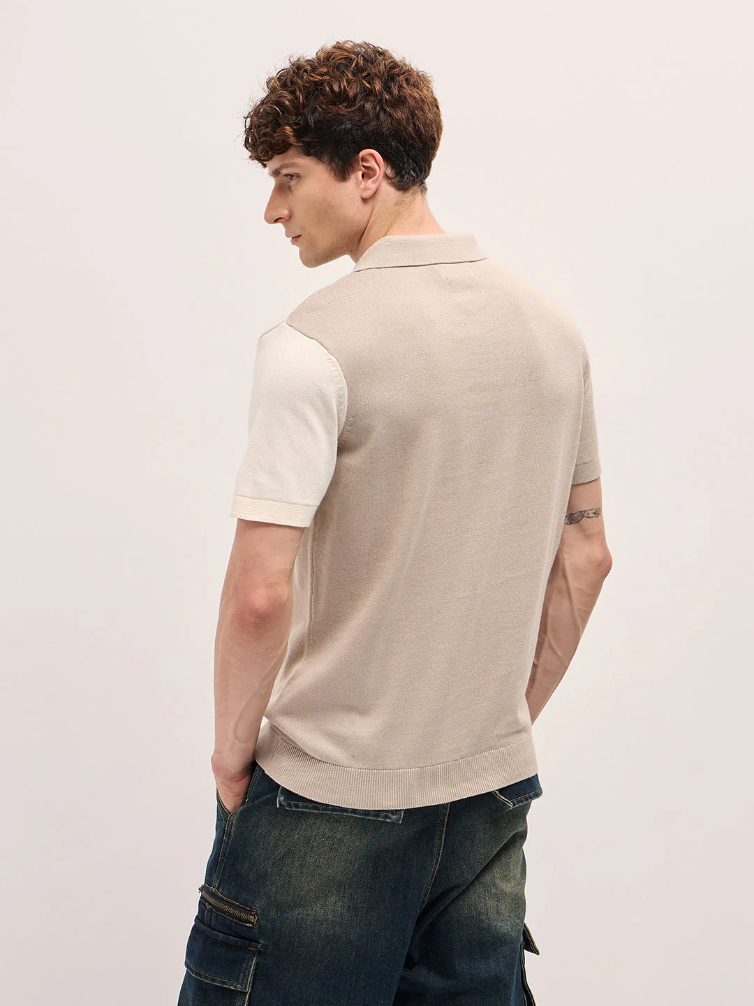Men Multi-Color Regular Fit Color Blocked Polo - Image 2