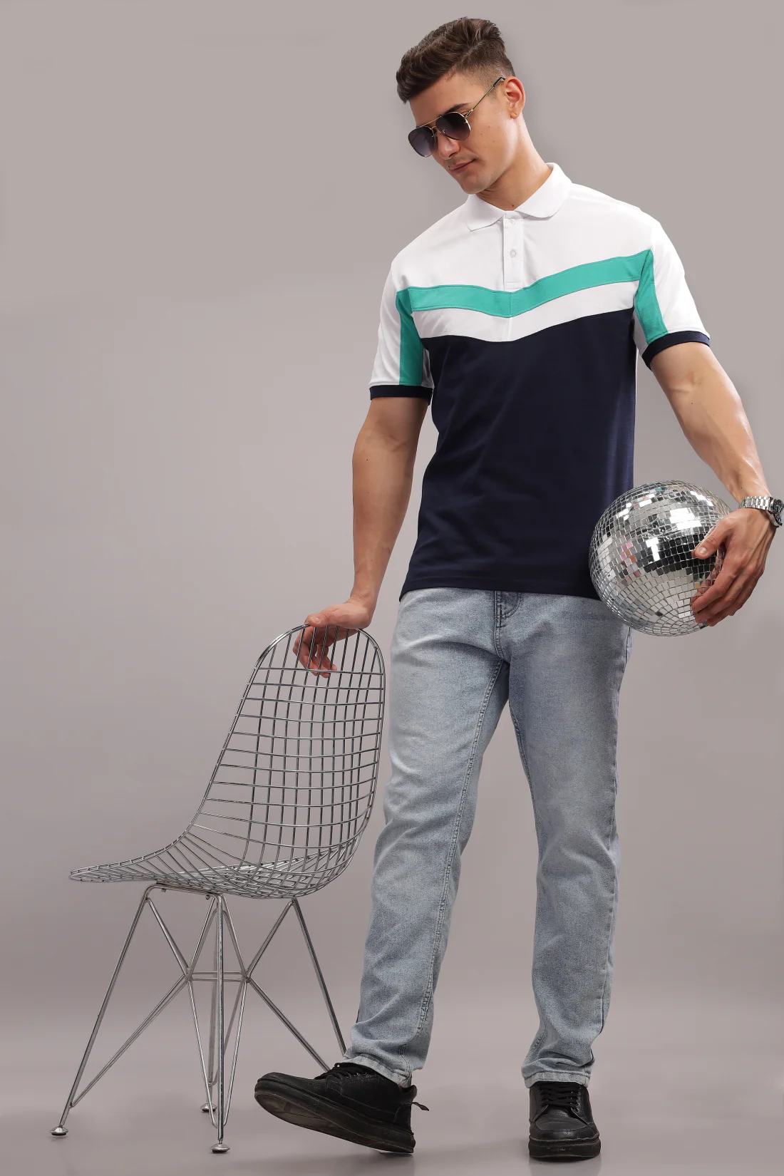 Men Multi Color Regular Fit Polo T-Shirt - Image 5