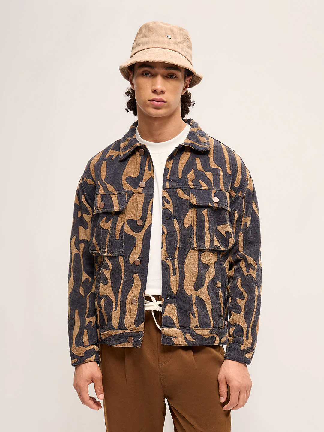 Men Multi-Color Self Design Regular Fit Classic Denim Jacket