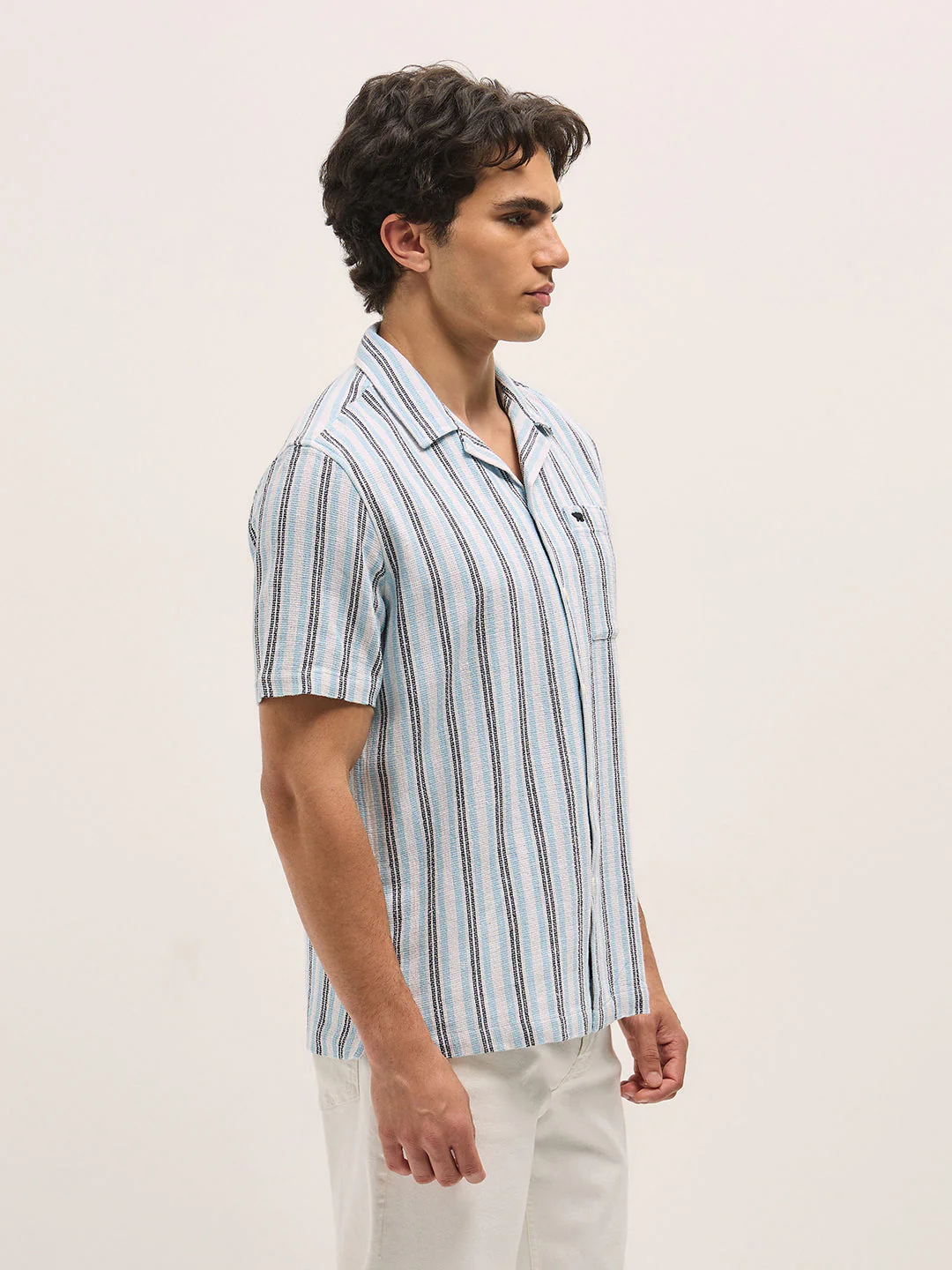 Men Multi-Color Stripe Regular Fit Casual Shirt - Image 3