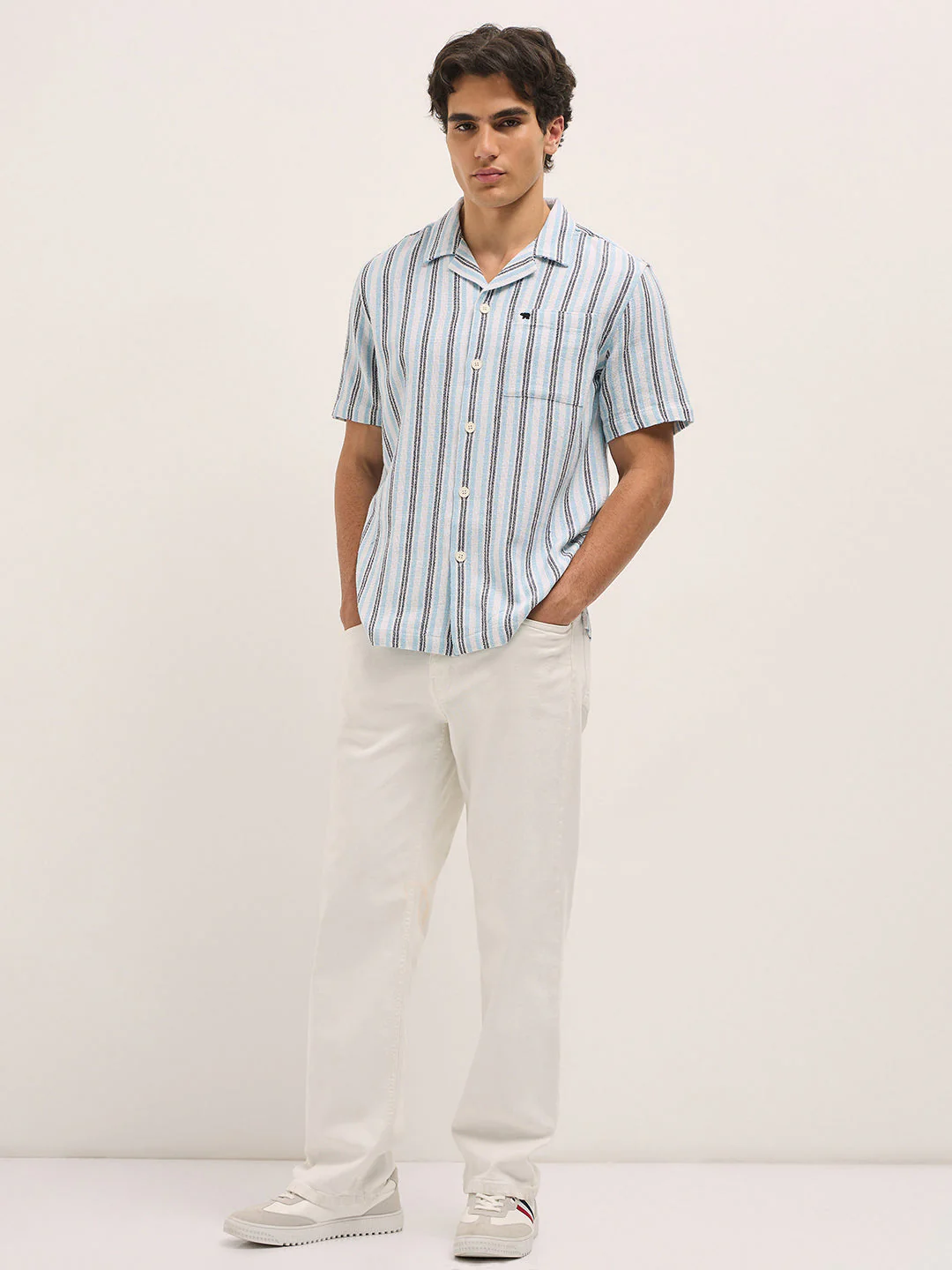 Men Multi-Color Stripe Regular Fit Casual Shirt - Image 4