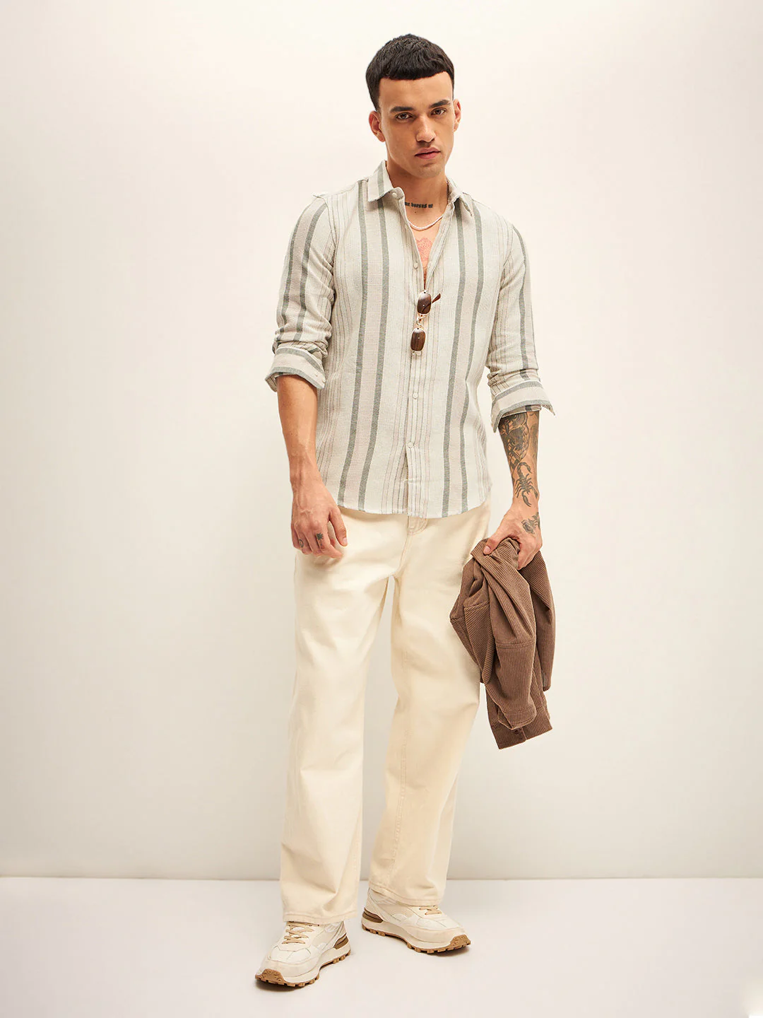 Men Multi-Color Stripe Slim Fit Casual Shirt - Image 4