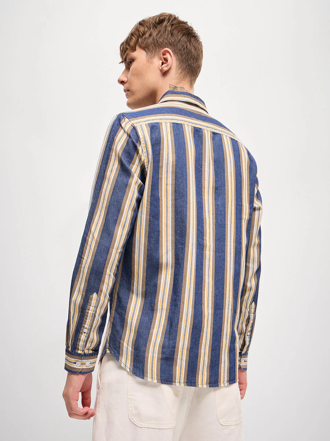 Men Multi-Color Stripe Slim Fit Casual Shirt - Image 2