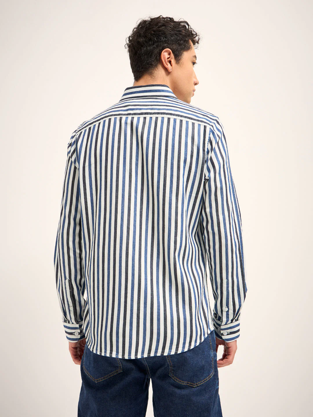 Men Multi-Color Stripe Slim Fit Casual Shirt - Image 2