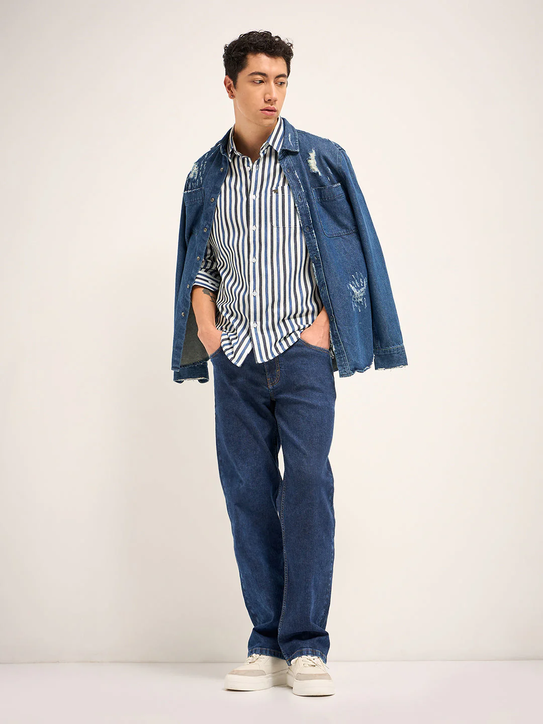 Men Multi-Color Stripe Slim Fit Casual Shirt - Image 4