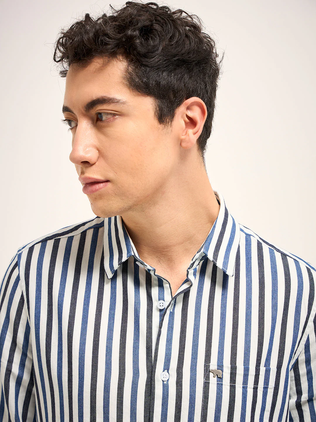 Men Multi-Color Stripe Slim Fit Casual Shirt - Image 5