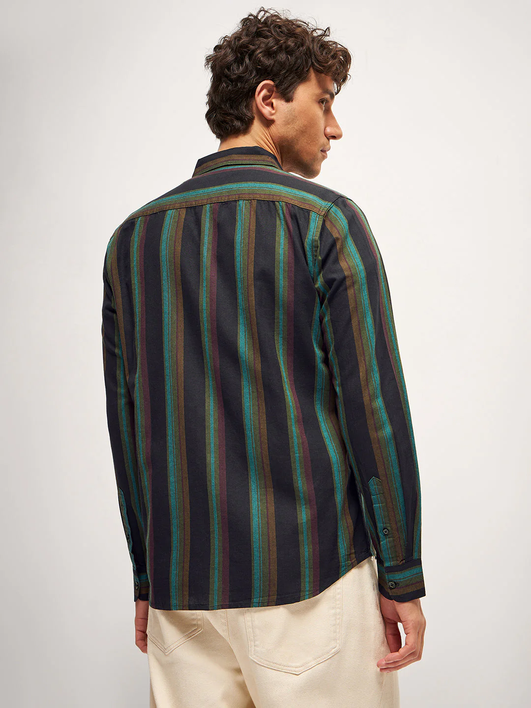Men Multi-Color Stripe Slim Fit Casual Shirt - Image 2