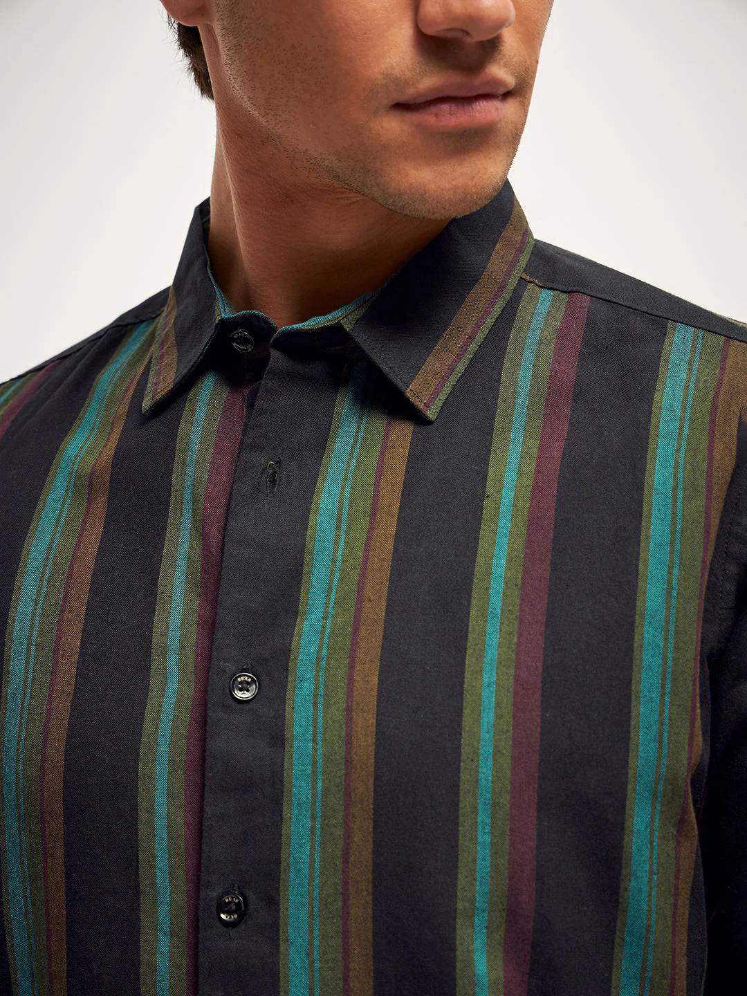 Men Multi-Color Stripe Slim Fit Casual Shirt - Image 5