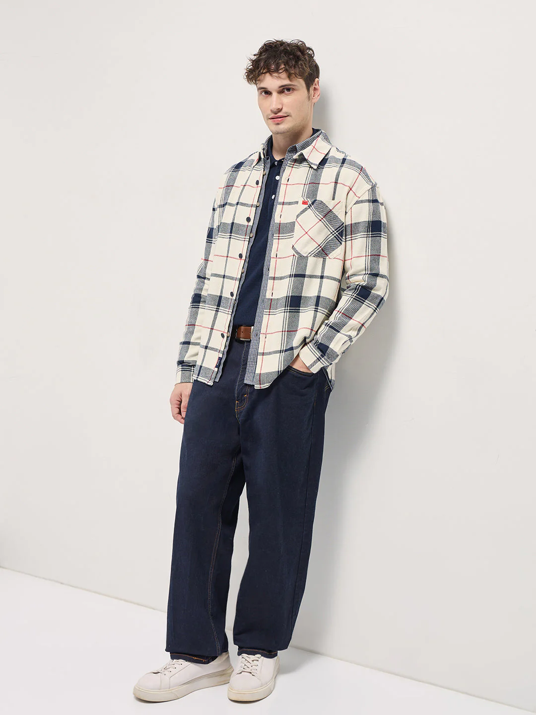 Men Multi-Color Tartan Check Relax Fit Flannel Overshirt - Image 4