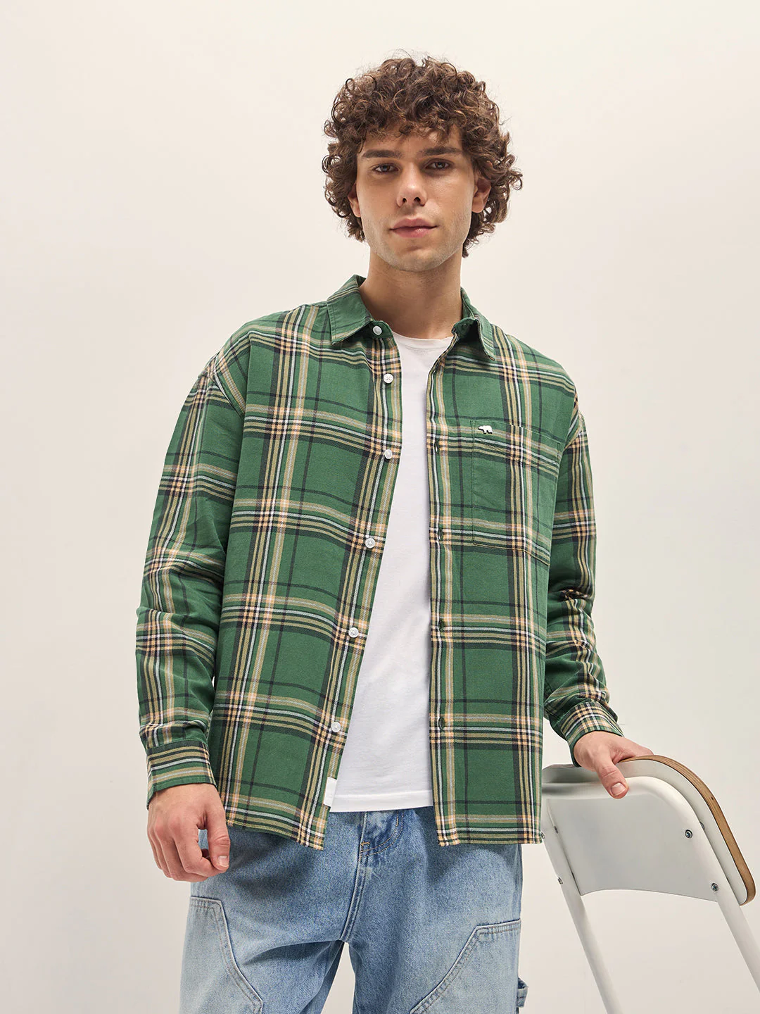 Men Multi-Color Tartan Check Relax Fit Overshirt