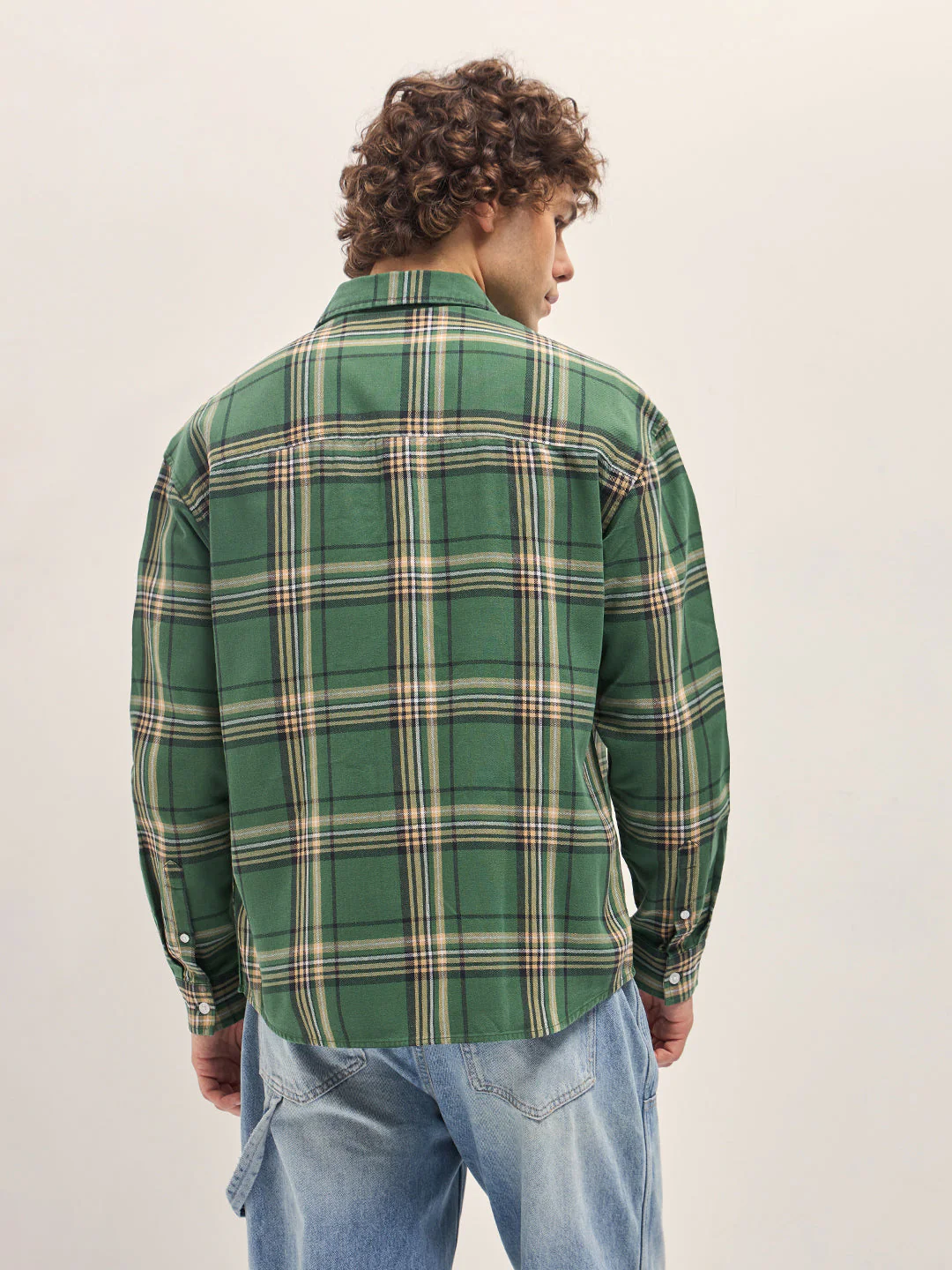 Men Multi-Color Tartan Check Relax Fit Overshirt - Image 2