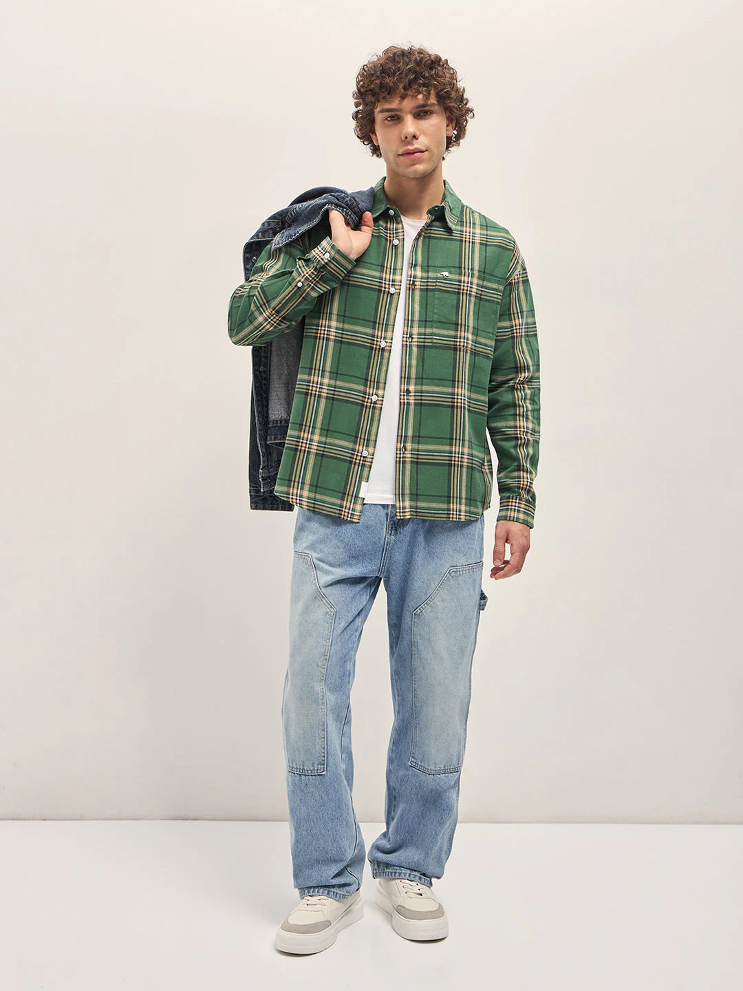 Men Multi-Color Tartan Check Relax Fit Overshirt - Image 4