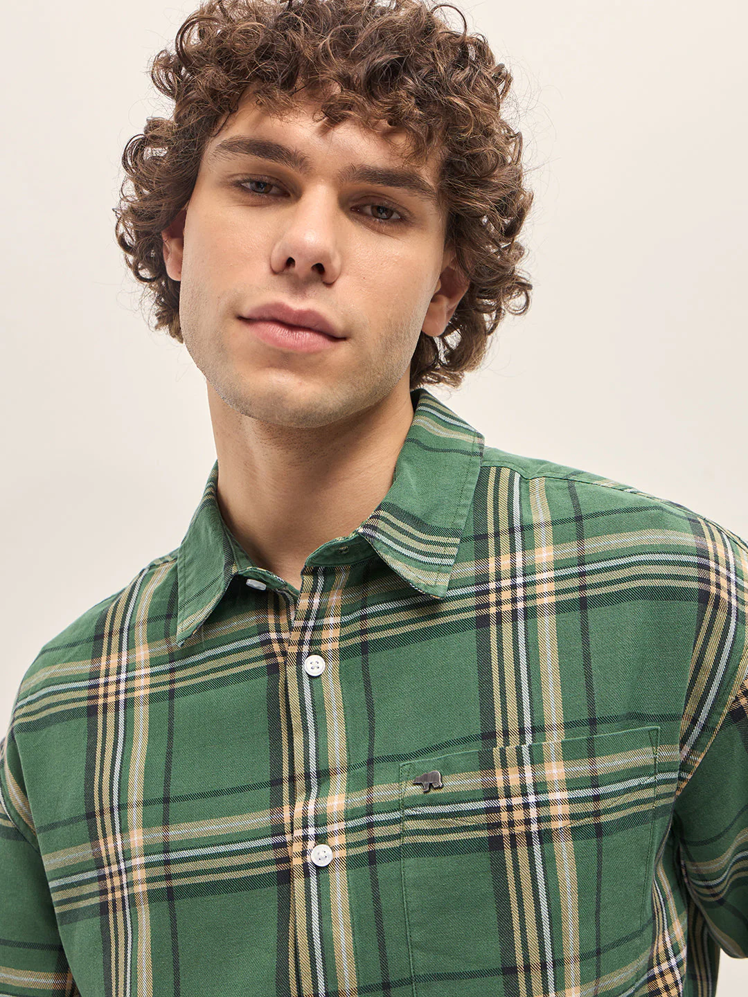 Men Multi-Color Tartan Check Relax Fit Overshirt - Image 5
