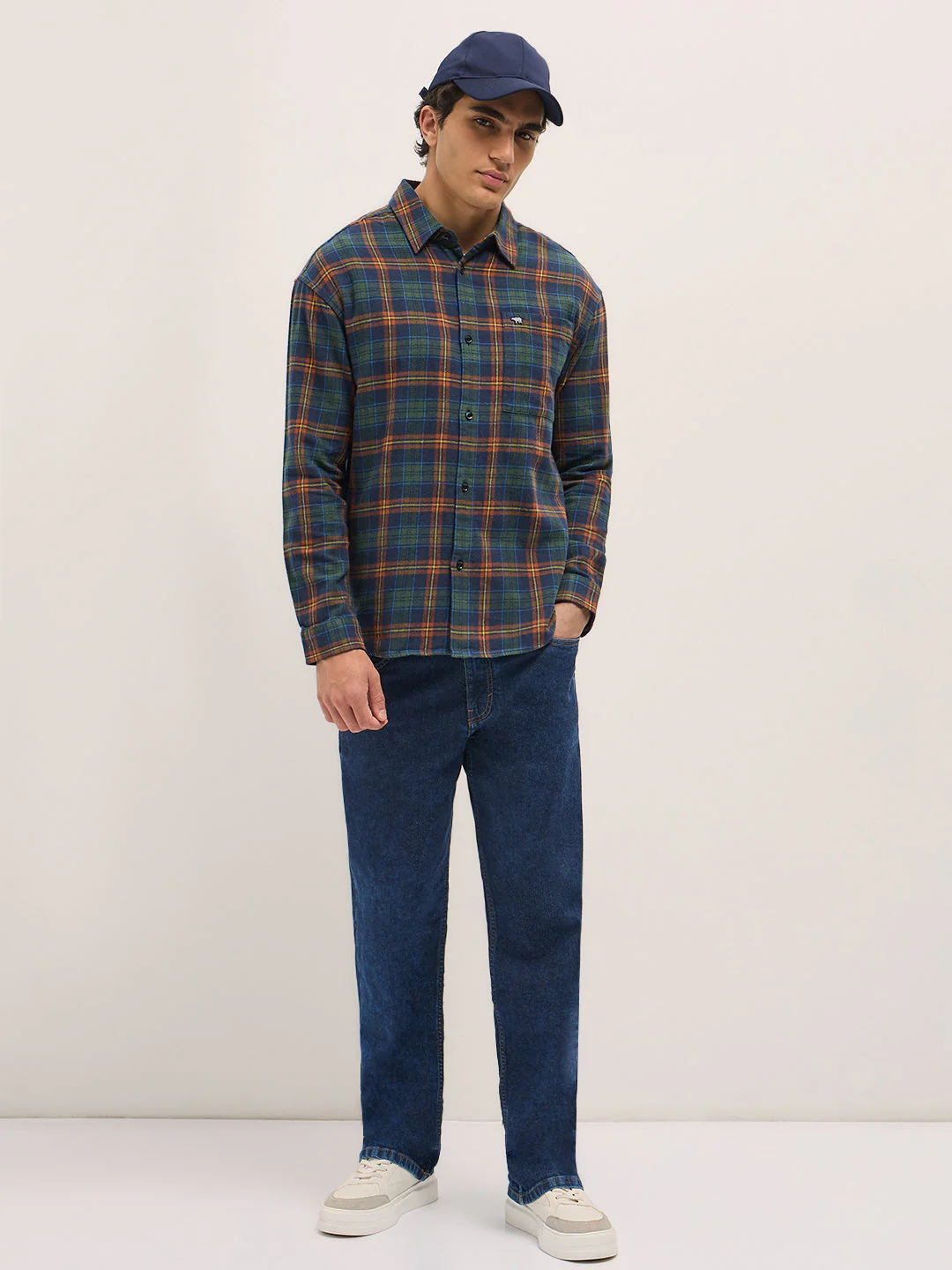Men Multi-Color Tartan Check Relax Fit Overshirt - Image 4