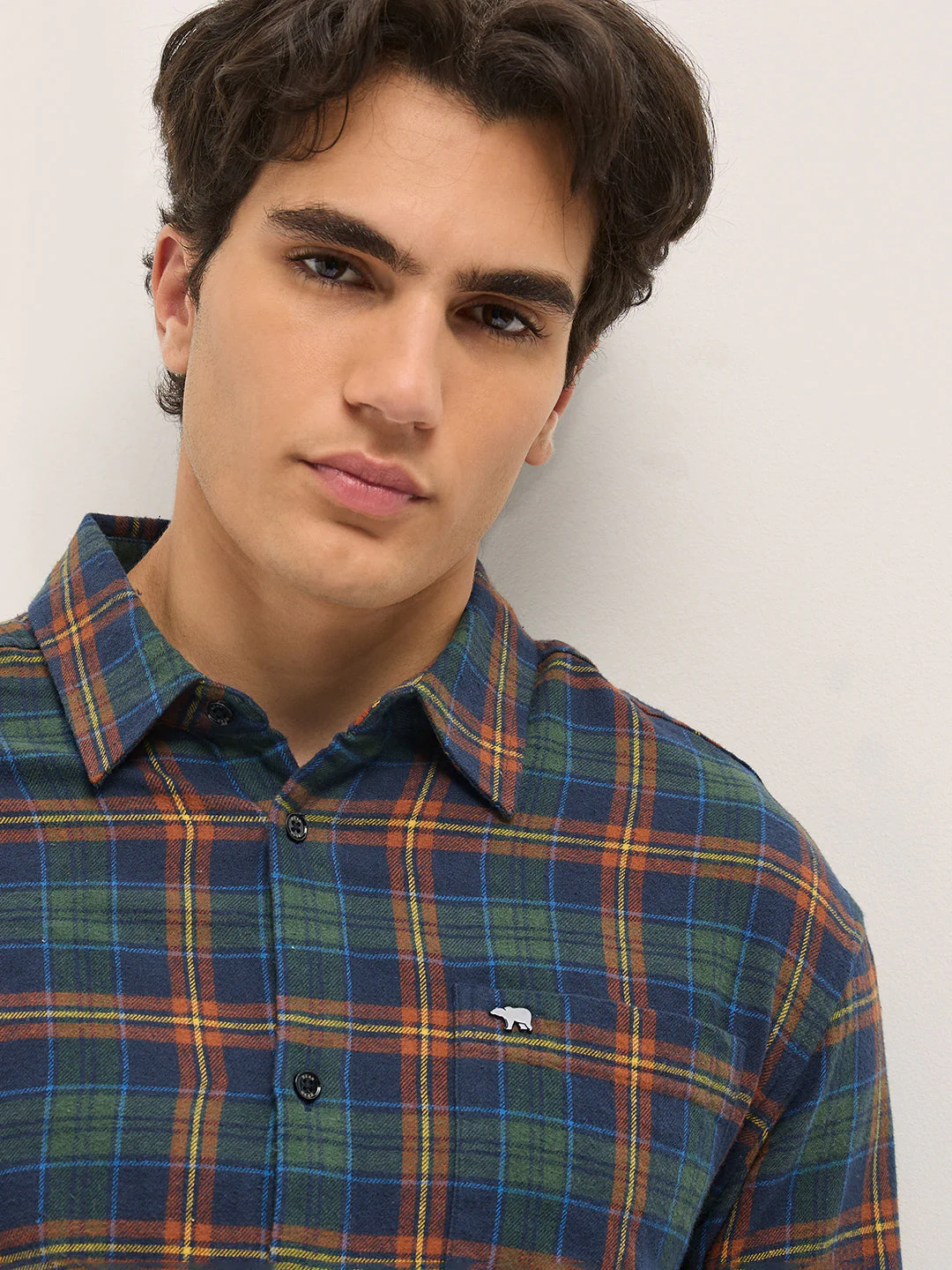Men Multi-Color Tartan Check Relax Fit Overshirt - Image 5