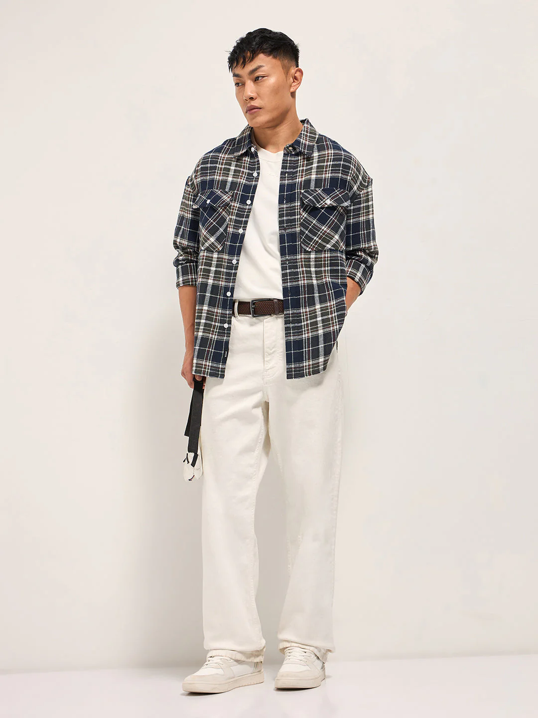Men Multi-color Tartan Check Relaxed Fit Shacket - Image 4