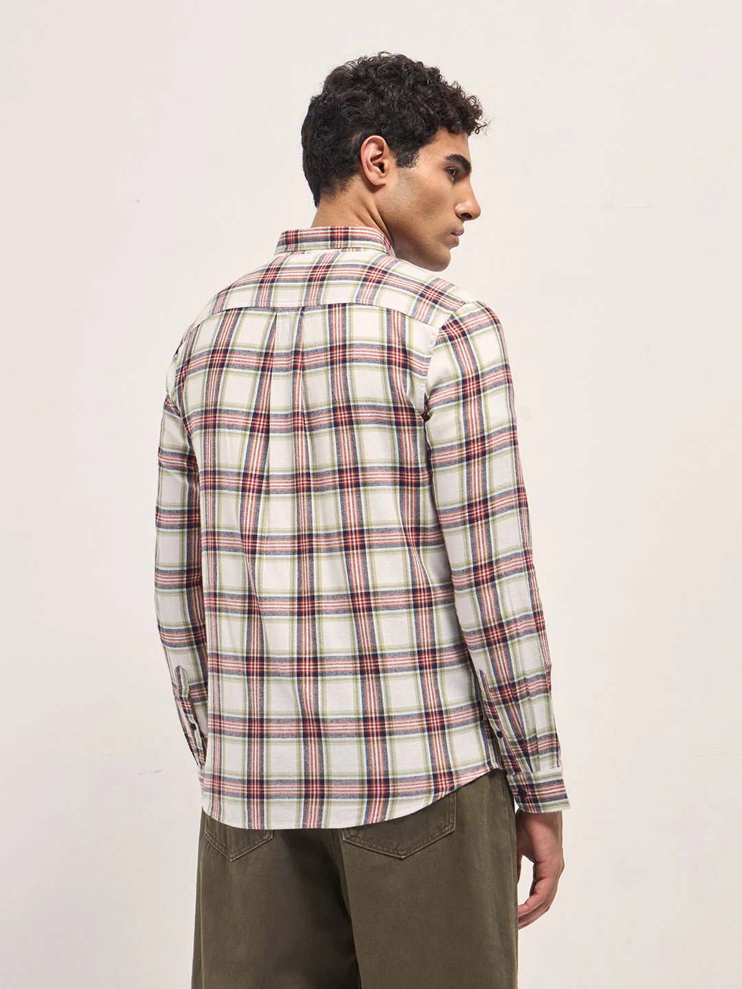 Men Multi-Color Tartan Check Slim Fit Casual Shirt - Image 2