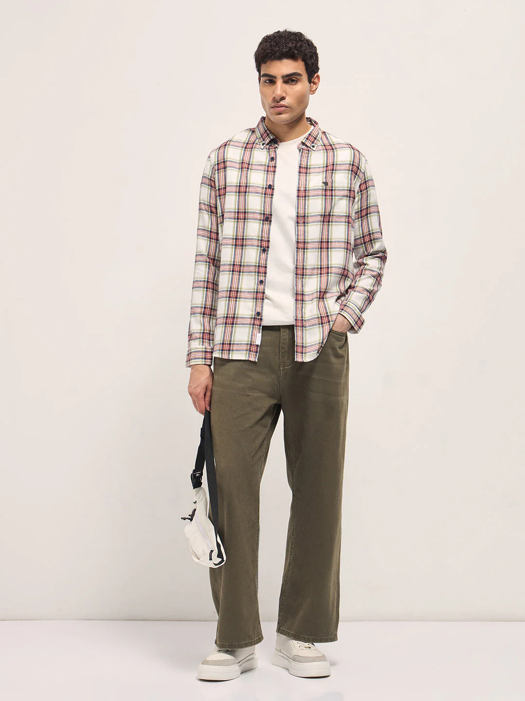 Men Multi-Color Tartan Check Slim Fit Casual Shirt - Image 4