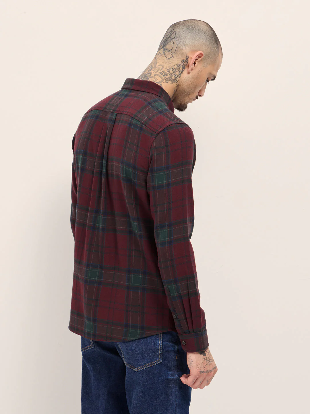 Men Multi-Color Tartan Check Slim Fit Casual Shirt - Image 2