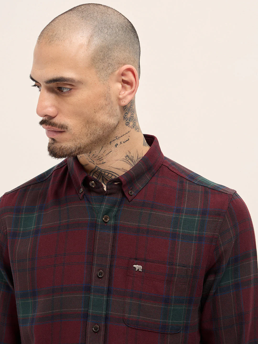 Men Multi-Color Tartan Check Slim Fit Casual Shirt - Image 5