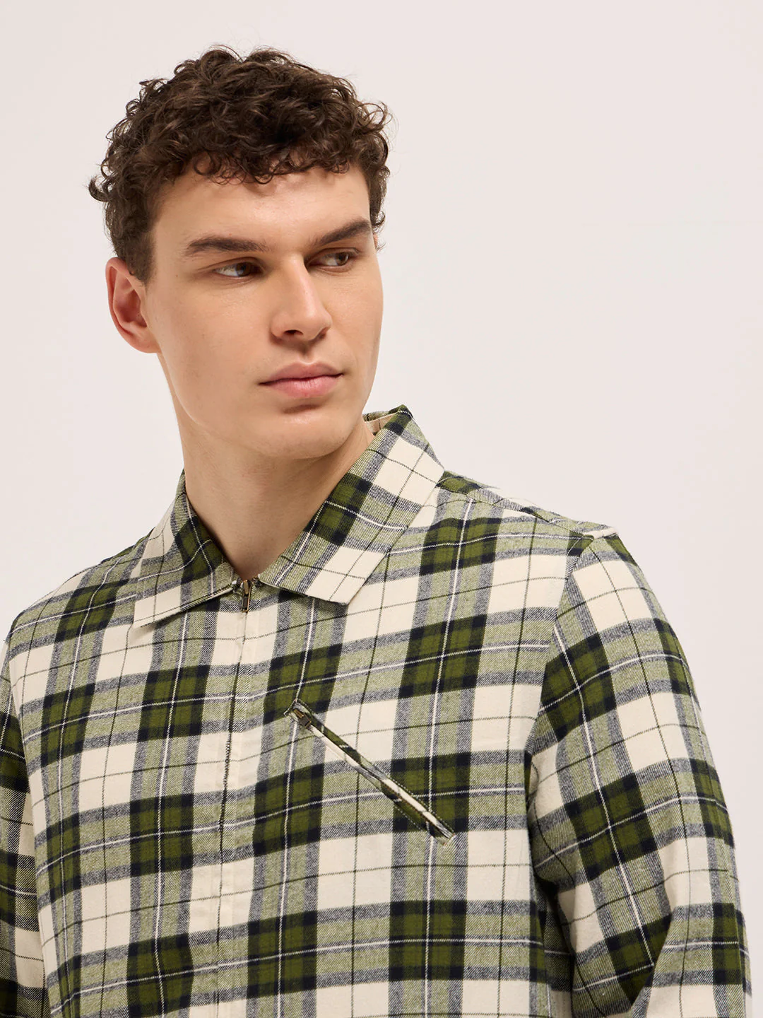 Men Multi-Color Tartan Checked Flannel Shacket - Image 8