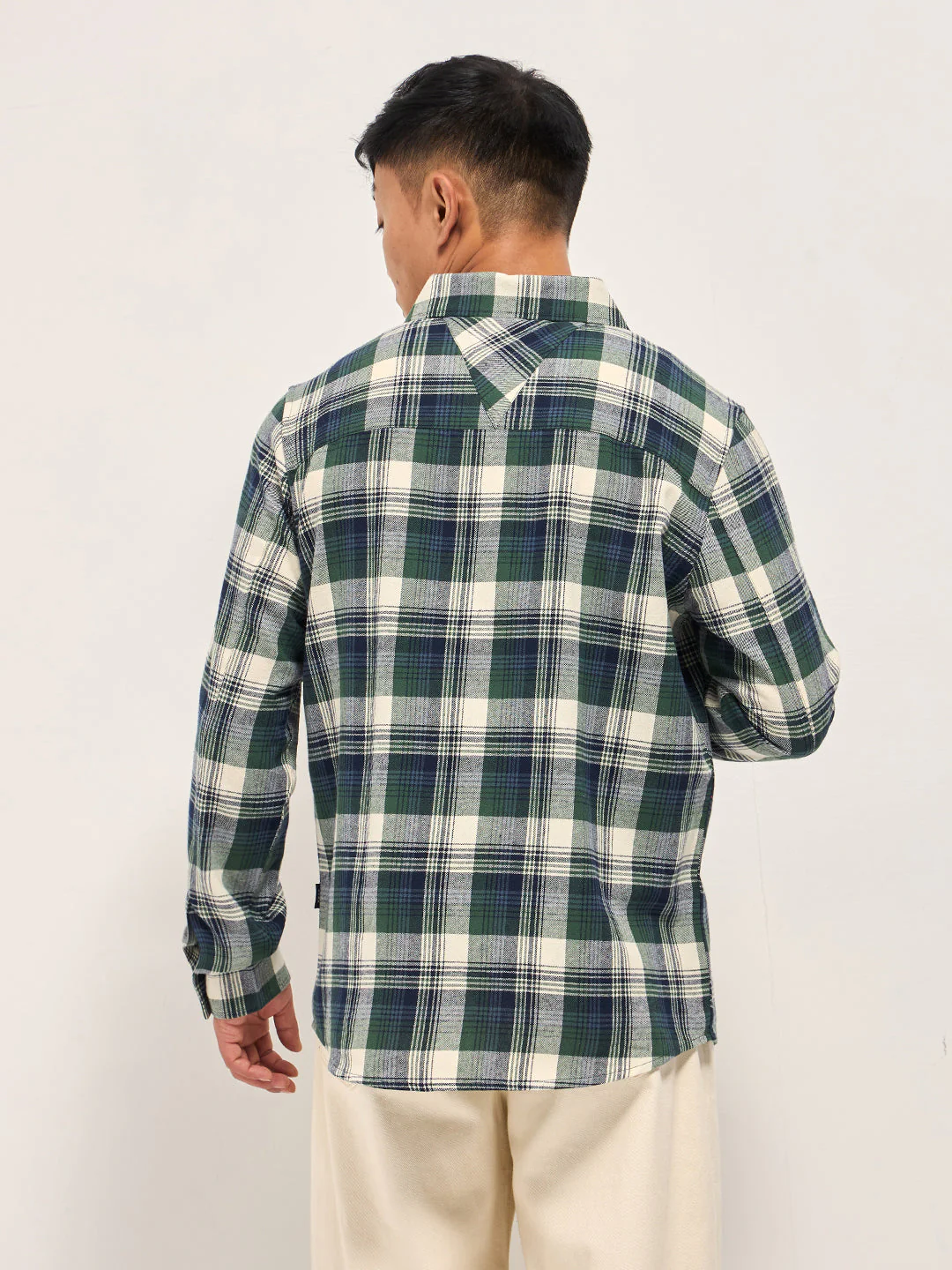 Men Multi-Color Tartan Checked Flannel Shacket - Image 2