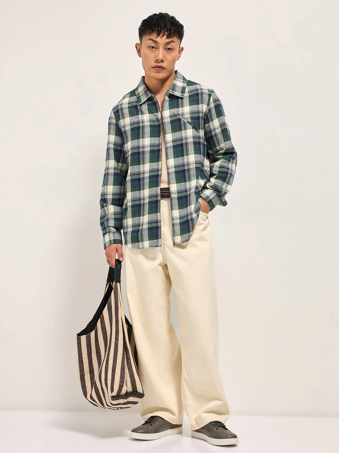 Men Multi-Color Tartan Checked Flannel Shacket - Image 4