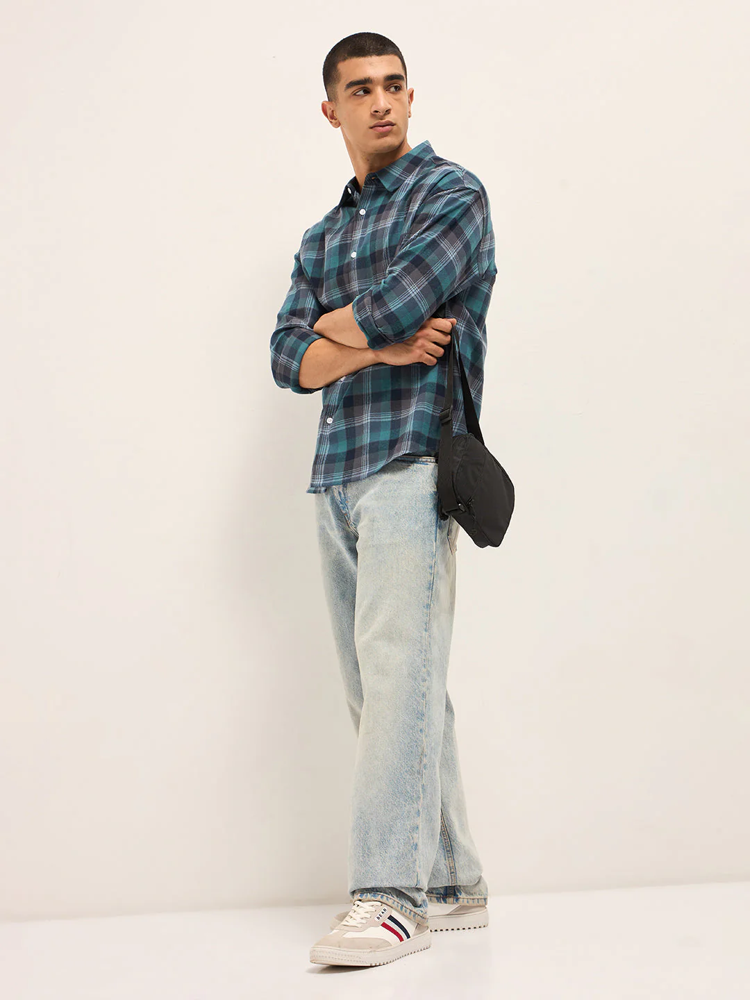 Men Multi-Color Tartan Checked Relax Fit Overshirt - Image 4