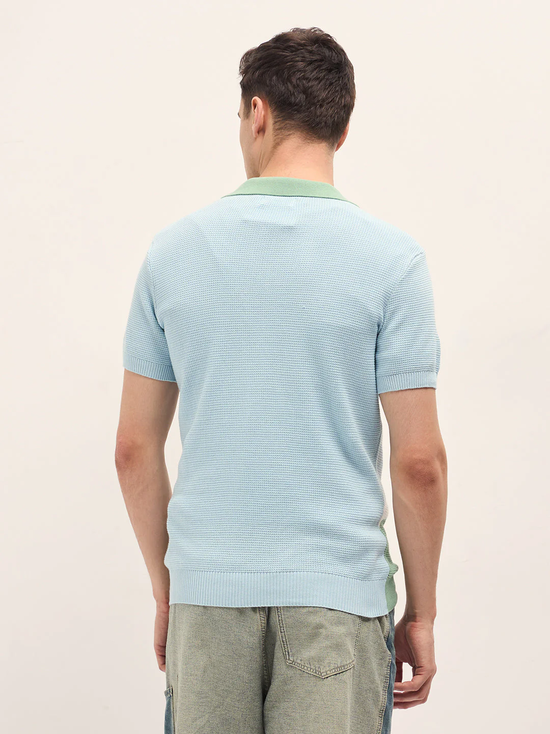 Men Multi-Color Textured Color Block Slim Fit Polo - Image 2