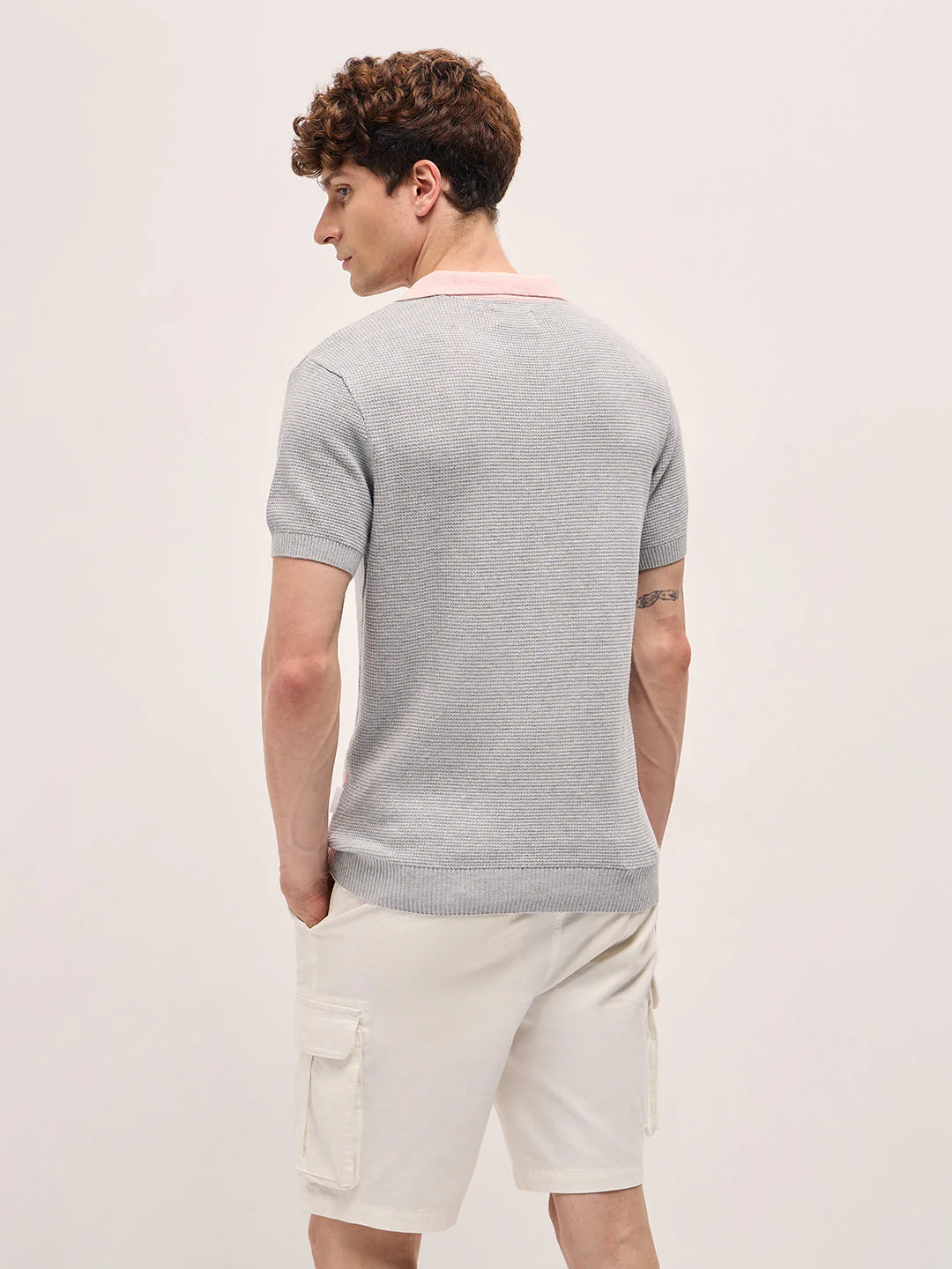 Men Multi-Color Textured Color Block Slim Fit Polo - Image 2