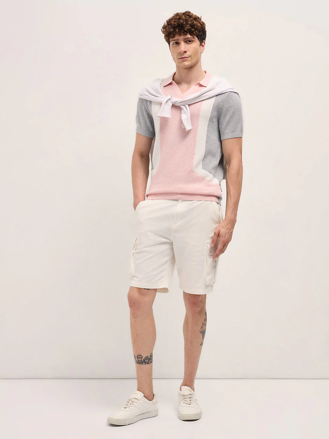 Men Multi-Color Textured Color Block Slim Fit Polo - Image 4