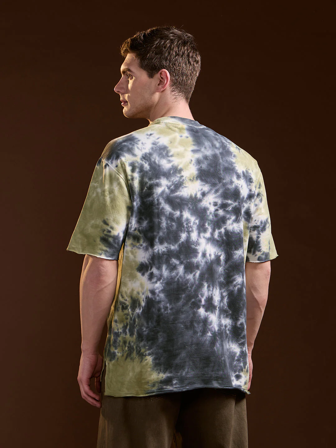 Men Multi-Color Tie-Dye Oversize Crew Neck T-shirt - Image 2