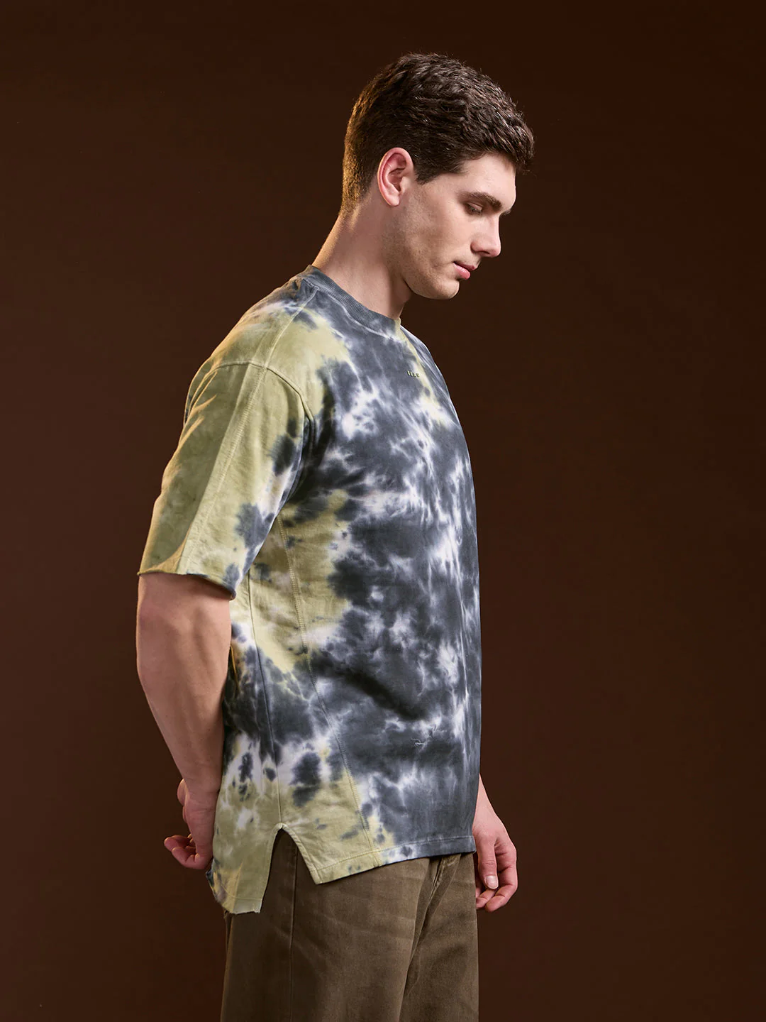 Men Multi-Color Tie-Dye Oversize Crew Neck T-shirt - Image 3