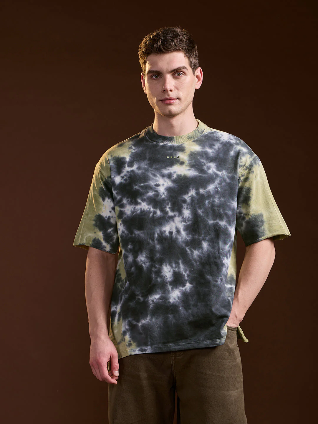 Men Multi-Color Tie-Dye Oversize Crew Neck T-shirt - Image 6