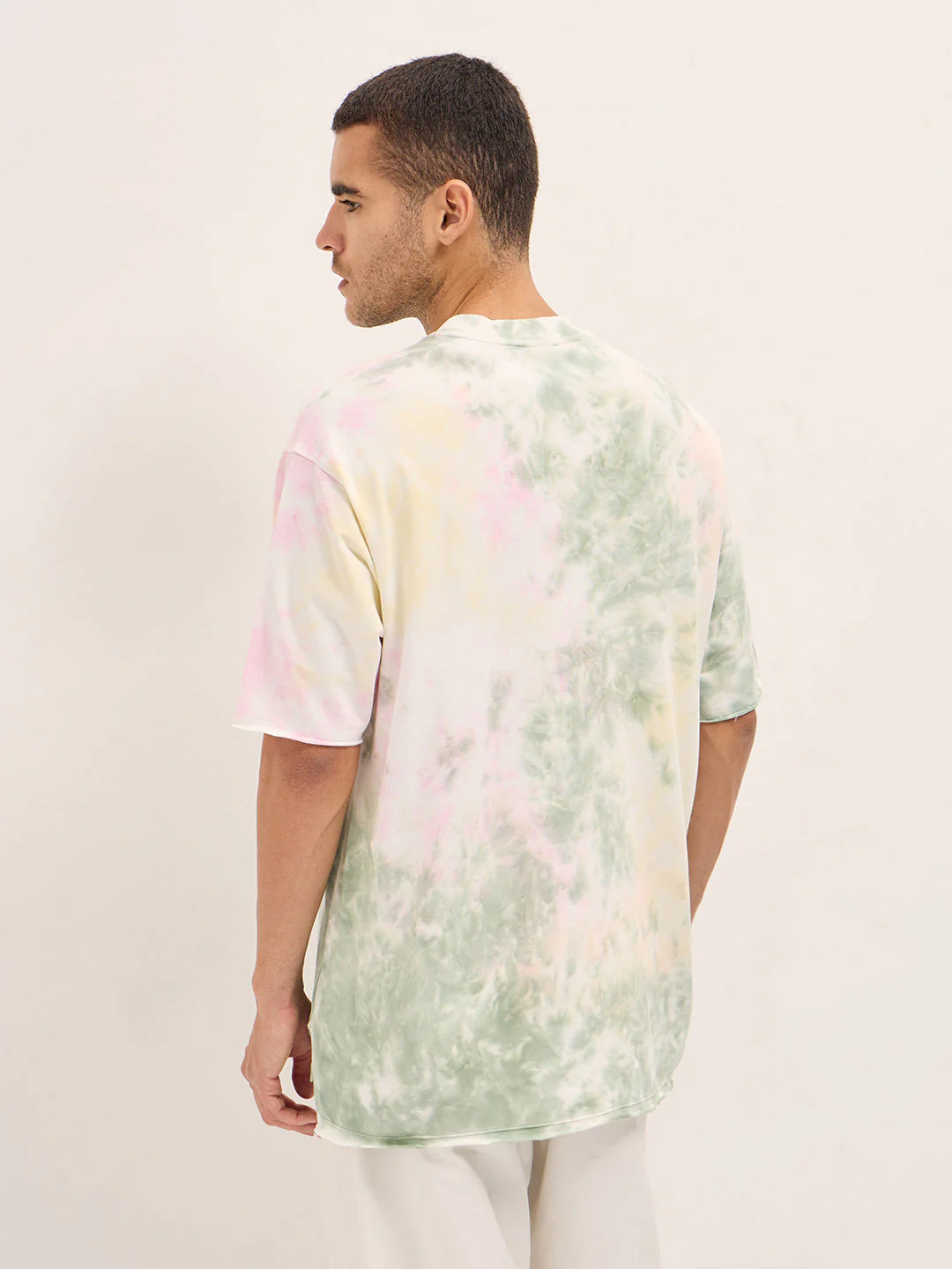 Men Multi-Color Tie-Dye Oversize Crew Neck T-shirt - Image 2