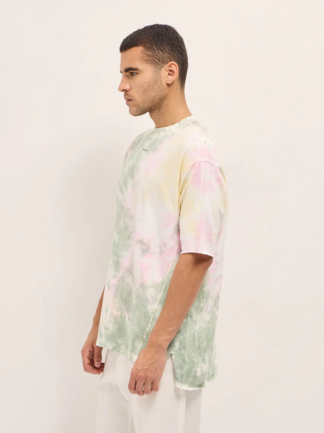 Men Multi-Color Tie-Dye Oversize Crew Neck T-shirt - Image 3