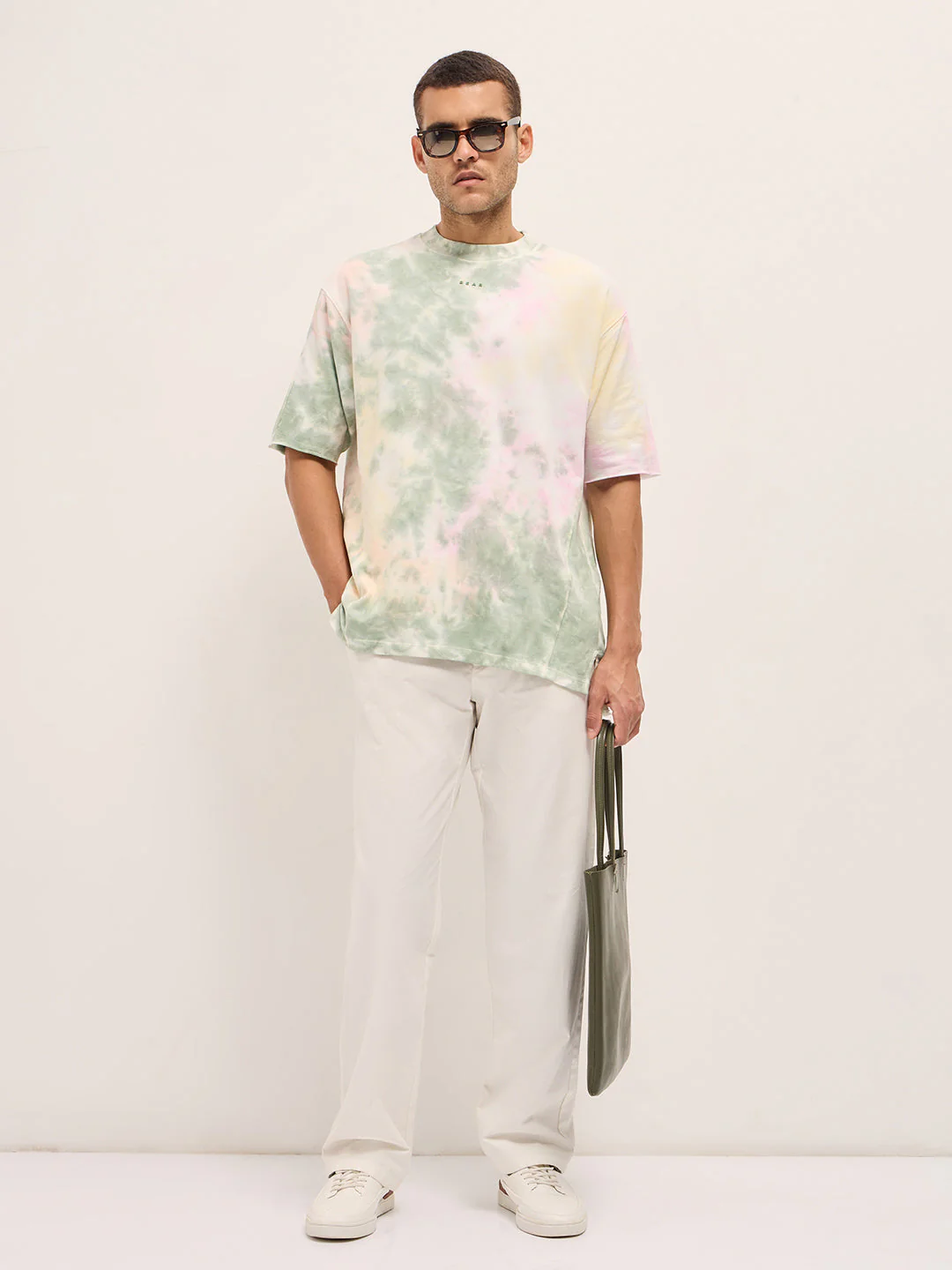 Men Multi-Color Tie-Dye Oversize Crew Neck T-shirt - Image 4